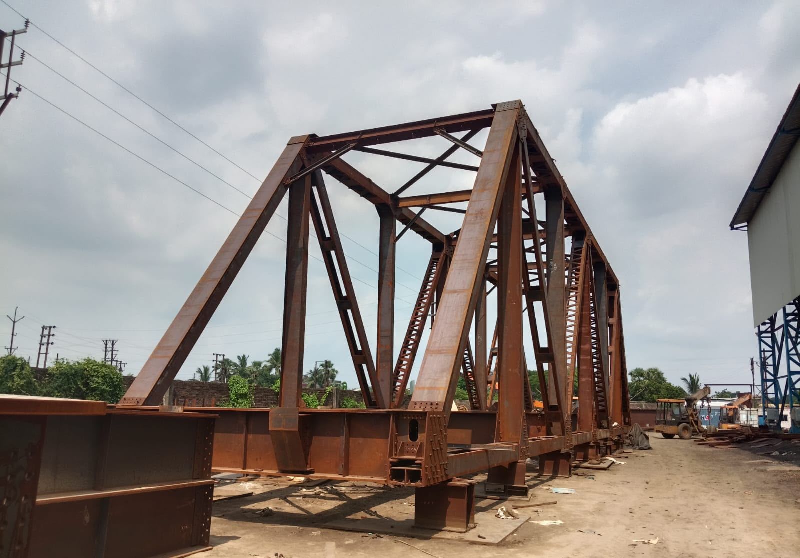 Primed steel truss girder on its supports in the Metal Craft yard, Kolkata